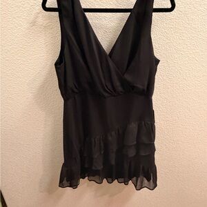 Express Black Ruffled Sleeveless Blouse